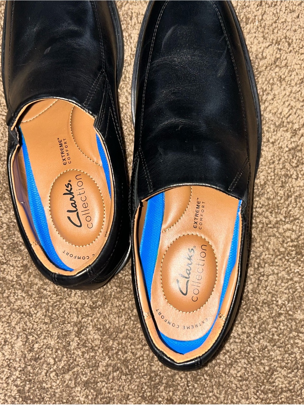 Clarks Markman Plain Black Leather Slip-on Loafer Shoe Mens Size 9M - Picture 2 of 7